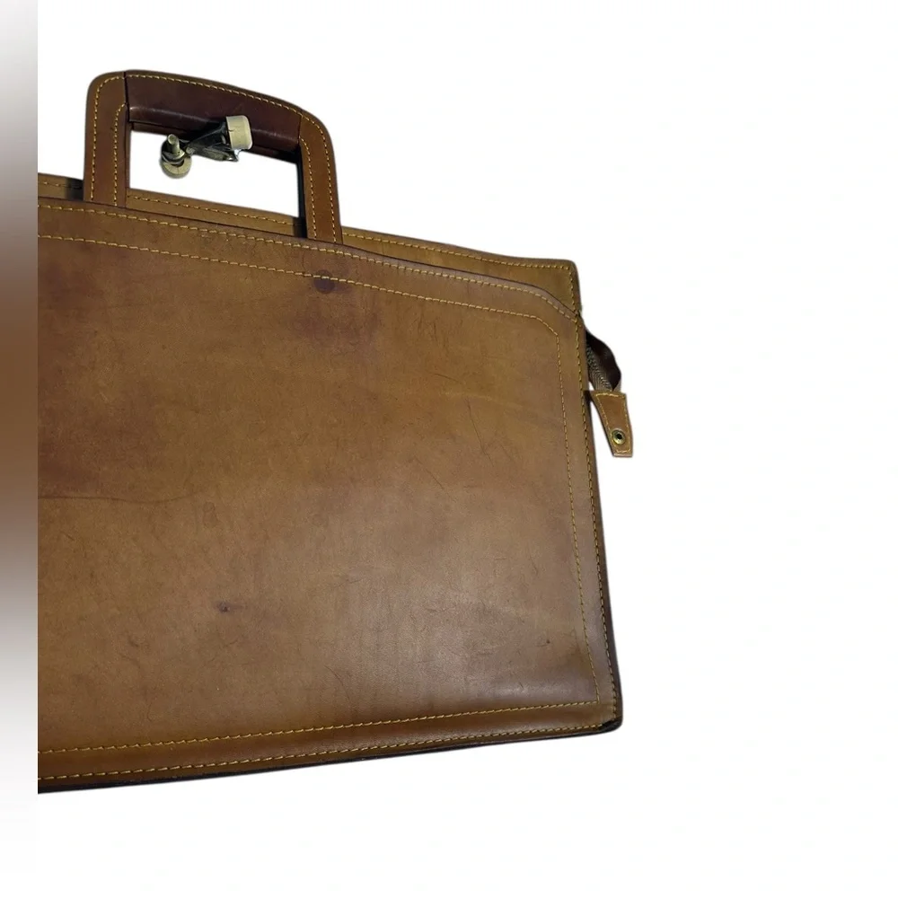Vintage Retro Schlesinger Brothers Elegant Brown Saddle Leather Briefcase Bag